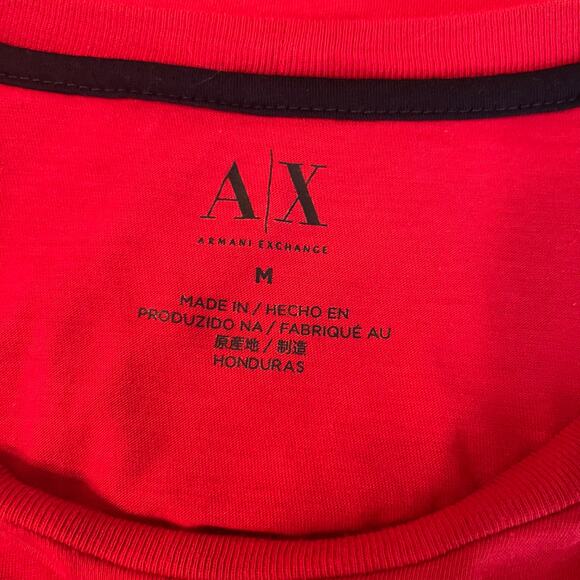 A/X Armani Exchange Short Sleeve Tee Shirt in Red/Metallic Size Medium - Picture 5 of 6